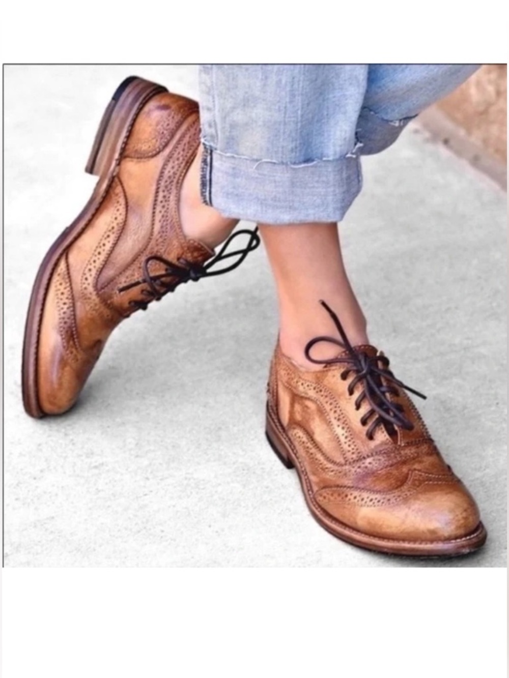 BED|STU Womans LITA Cognac Brown Brogue Oxford 7 NEW with box
